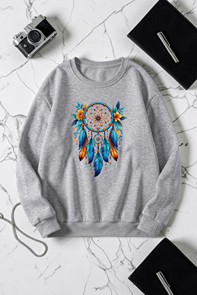 uyguntarz Unisex Dreamcatcher Printed Crew Neck Sweatshirt