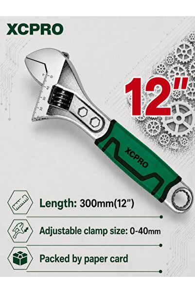 XCPRO Adjustable Wrench, Crescent Wrench, Spanner Tool - 12 Inch Chrome Vanad...
