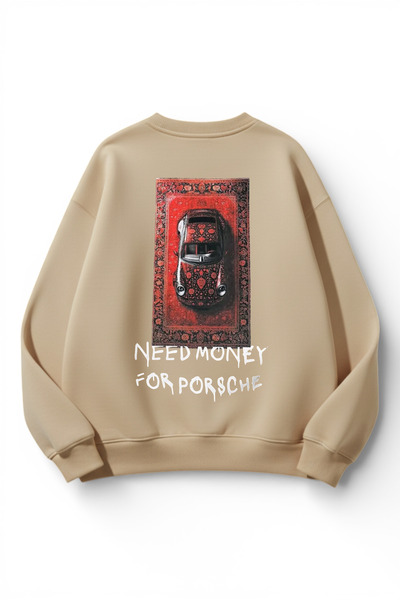 uyguntarz Unisex Soft Textured Need Money Printed Design Oversize 3 Thread Cr...