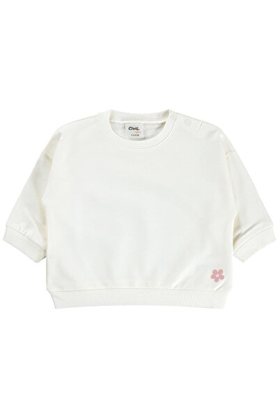 Civil Baby Floral Embroidered Basic Sweatshirt for 6-18 Months - Ecru