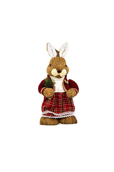 Dekorsende New Year's Girl in Red Outfit Rabbit Figure 60 cm