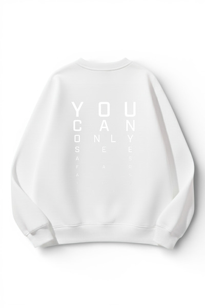 uyguntarz Unisex Soft Textured Focus Printed Design Oversize 3 Thread Crew Ne...