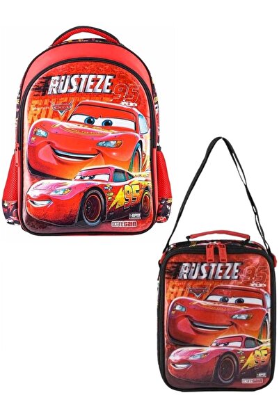 CARS Double Compartment Primary School Bag and Lunch Box Set Lightning Mcquee...