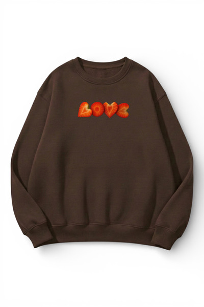 uyguntarz Unisex Soft Textured Strawberry Love Printed Design Oversize 3 Thre...