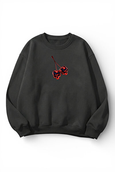 uyguntarz Unisex Soft Textured Metal Cherry Printed Design Oversize 3 Thread ...