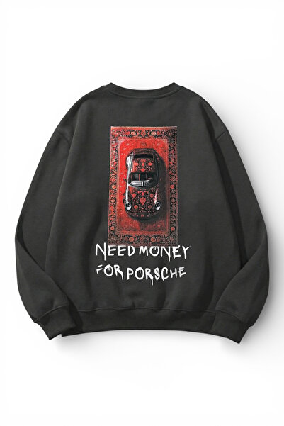 uyguntarz Unisex Soft Textured Need Money Printed Design Oversize 3 Thread Cr...