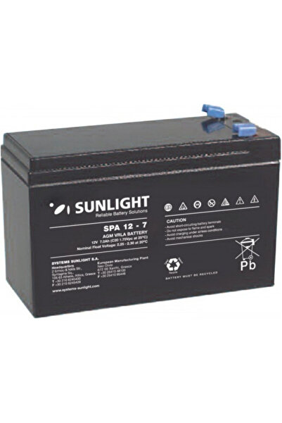 Sunlight SPA 12-7 (F1) Μπαταρία UPS 4.8mm με χωρητικότητα 7Ah και τάση 12V 1 ...