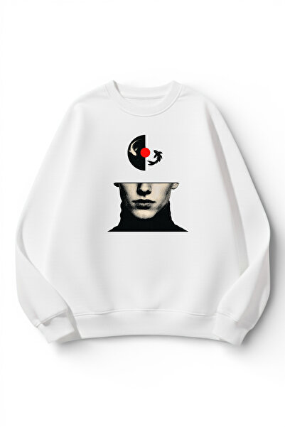 uyguntarz Unisex Soft Textured Ying Yang Printed Design Oversize 3 Thread Cre...