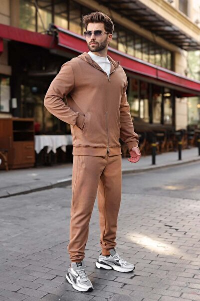 Madmext Mink Double Zipper Hooded Men's Tracksuit Set E7339