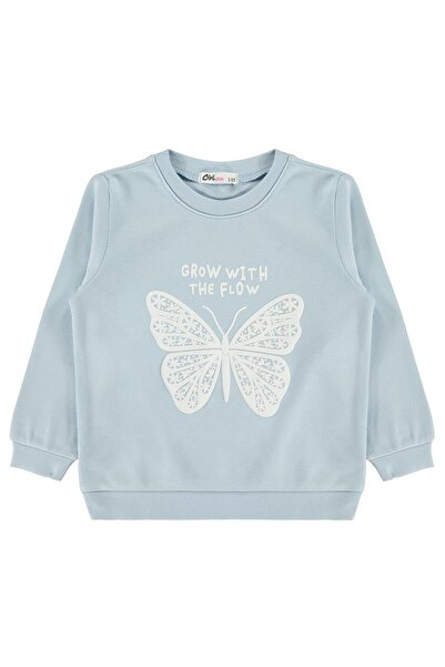 Civil Girls Kelebek Printed 2-5 Years Old Sweatshirt - Blue