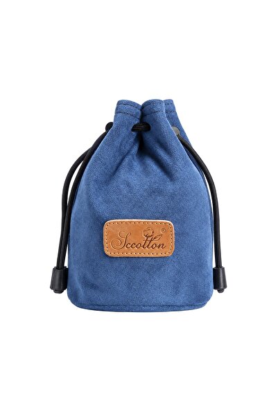 S.C.COTTON Round Camera Lens Pouch, 10 x 10 x 15 cm, Shockproof, Blue, Size S