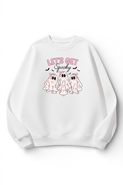 uyguntarz Unisex Soft Textured Let's Spooky Printed Design Oversize 3 Thread ...