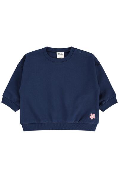 Civil Baby Floral Embroidered Basic Sweatshirt for 6-18 Months - Navy Blue