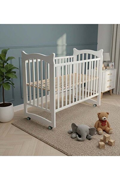 Baby Cara سرير أطفال خشبي قابل للربط بسرير الوالدين، 4 عجلات، 120 × 60 سم