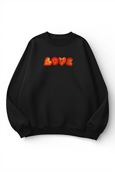 uyguntarz Unisex Soft Textured Strawberry Love Printed Design Oversize 3 Thre...