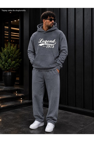 caddekombin Men's Legend since 1975 Printed Tracksuit Set / Hooded Sweatshirt...