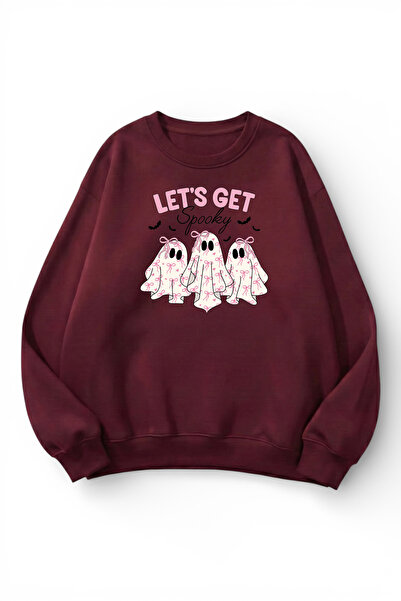 uyguntarz Unisex Soft Textured Let's Spooky Printed Design Oversize 3 Thread ...