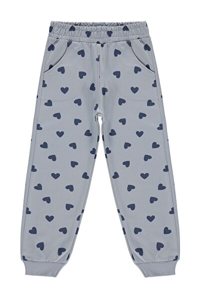 Civil Girls Heart Patterned Sweatpants for 6-9 Years Old - Blue