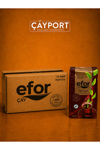 Efor Çay Efor Tiryaki Siyah Çay 1000 Gr x 12 Adet | Karadeniz Çayı | 12 Kg