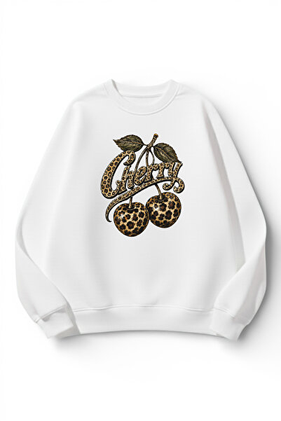 uyguntarz Unisex Soft Textured Leopard Cherry Printed Design Oversize 3 Threa...