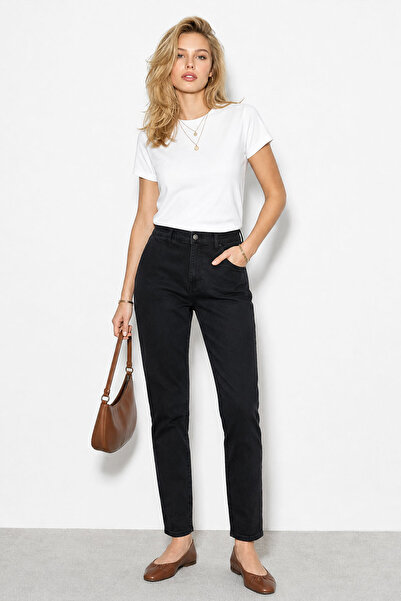 VENA Kadın Norah Carbon Black Beli Lastikli Jean Pantolon-Carbon Black