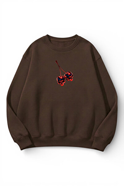 uyguntarz Unisex Soft Textured Metal Cherry Printed Design Oversize 3 Thread ...