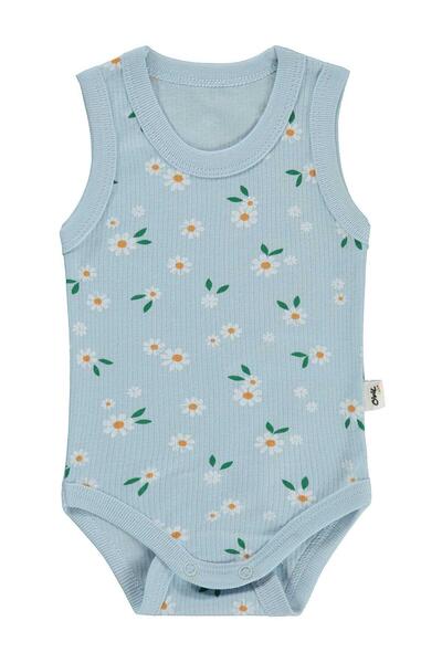 Civil Baby Floral Print 0-3 Years Old Snap Fastener Bodysuit - Blue