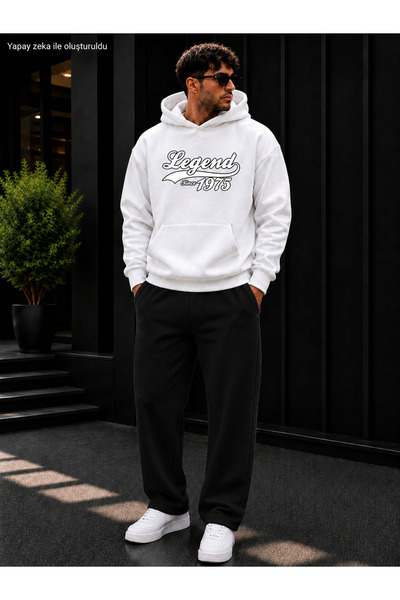 caddekombin Men's Legend since 1975 Printed Tracksuit Set / Hooded Sweatshirt...