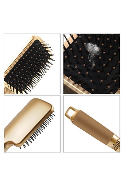 Arzu Güzel Cosmetics 3-Piece Comb Set for Dowry, Stylish Design, Air Pressure 3-Piece Gold Brown Hair Brush and Comb Set