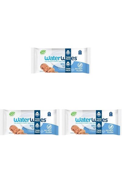 WaterWipes مناديل مبللة للأطفال حديثي الولادة والرضع، تحتوي على 99.9% ماء، بد...
