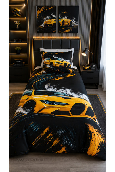 AYBERK HOME TEXTİLE Sari Firtina 5D Digital Printed Cotton Single Duvet Cover...