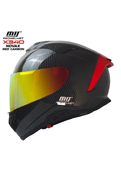 MTS X340 NOVAX RED CARBON KAPALI KASK