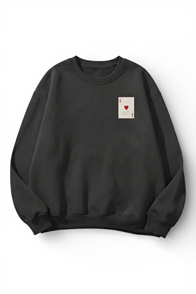 uyguntarz Unisex Soft Textured Lucky Heart Ace Printed Design Oversize 3 Yarn...