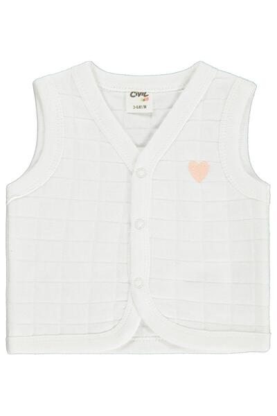 Civil Baby Heart Embroidered 3-18 Month Vest - Ecru