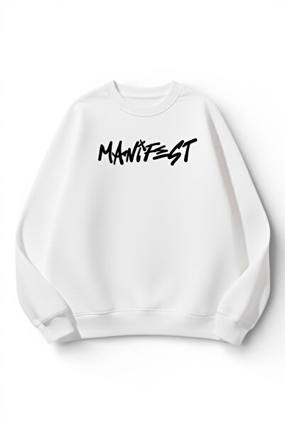 uyguntarz Unisex Soft Textured Manifest Printed Design Oversize 3 Thread Crew...