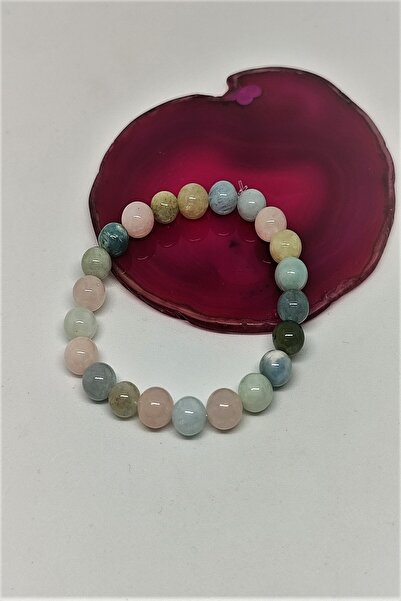c-bhadu naturel Certified 8 Mm Morganite Natural Stone Bracelet