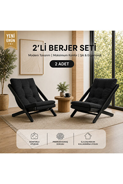 BUEM MOBİLYA 2Lİ DİNLENME KOLTUĞU BERJER BALKON KOLTUĞU BAHÇE KOTUĞU TV SANDA...