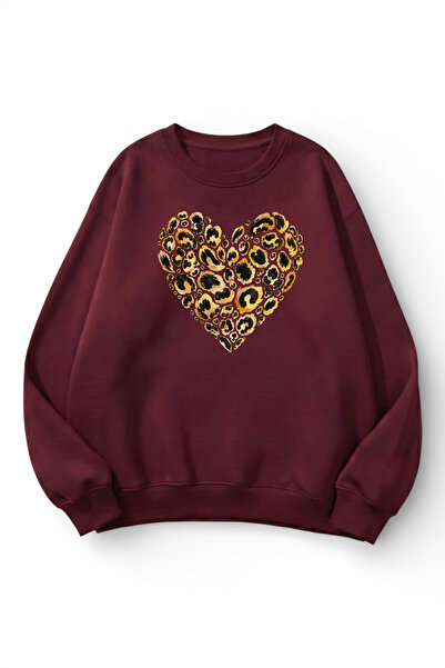uyguntarz Unisex Soft Textured Leopard Heart Printed Design Oversize 3 Thread...