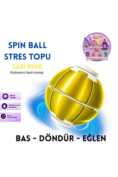 Spinner Ball Rulmansız SpinGo Stres Topu Bas-Çevir 3D Baskı Fidget Oyuncak 1 Adet