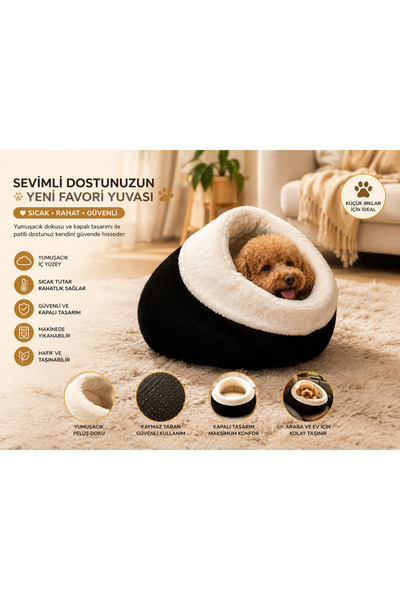 Genel Markalar Aurora Pets Peluş Mağara Yatak | Kedi ve Küçük Irk Köpekler İç...