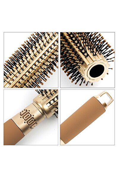 Arzu Güzel Cosmetics 3-Piece Comb Set for Dowry, Stylish Design, Air Pressure 3-Piece Gold Brown Hair Brush and Comb Set