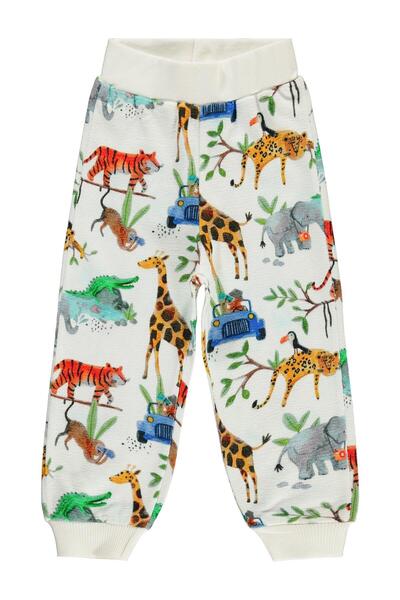 Civil Boys Animals Printed Sweatpants for Ages 2-5 - Ecru