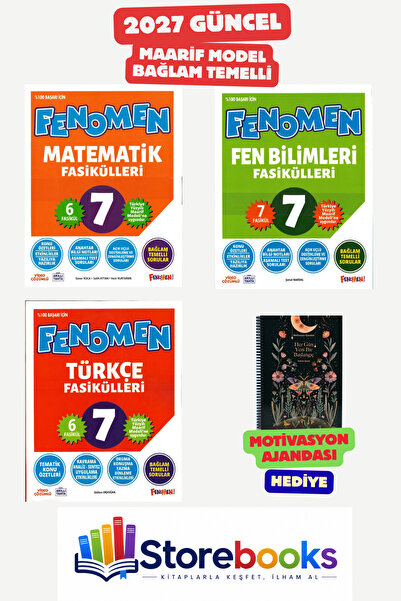 Fenomen Yayıncılık 7.Sınıf Matematik-Fen-Türkçe Fasikül Konu Anlatımlı Soru B...