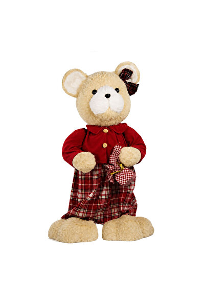 Dekorsende Christmas Ornament Girl Bear Figure in Clothes Red 100 cm