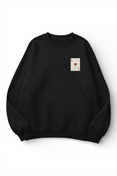 uyguntarz Unisex Soft Textured Lucky Heart Ace Printed Design Oversize 3 Yarn...