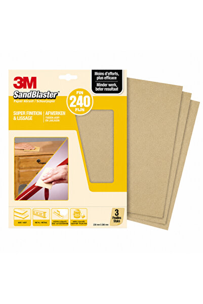 Generic Brand 3M Шкурка за пясъкоструйка, зърненост 240, 3 листа, 230 × 280 мм