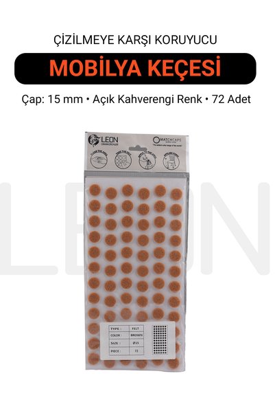MATCHCAPS SCREW COVER Yapışkanlı Mobilya Keçesi 15mm Açık Kahverengi 72 Adet ...