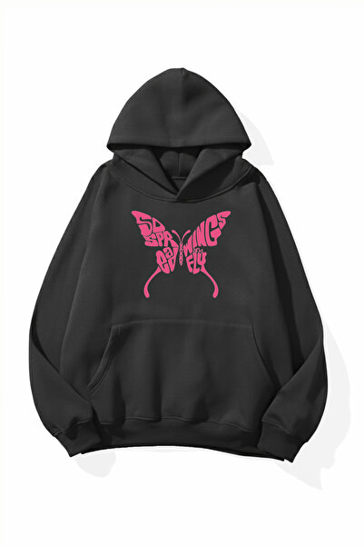 uyguntarz Unisex Soft Textured Aura Printed Design Oversize 3 Thread Hoodie S...