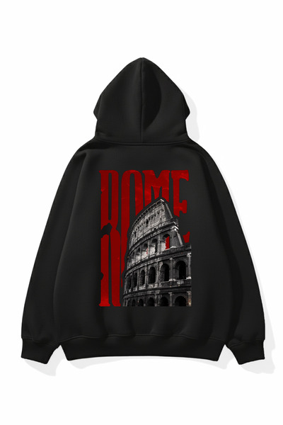 uyguntarz Unisex Soft Textured Rome Printed Design Oversize 3 Thread Hoodie S...