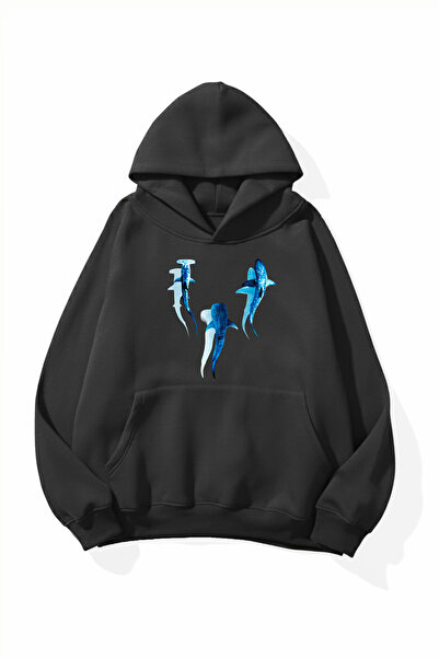 uyguntarz Unisex Soft Textured Sapphire Whales Printed Design Oversize 3 Thre...